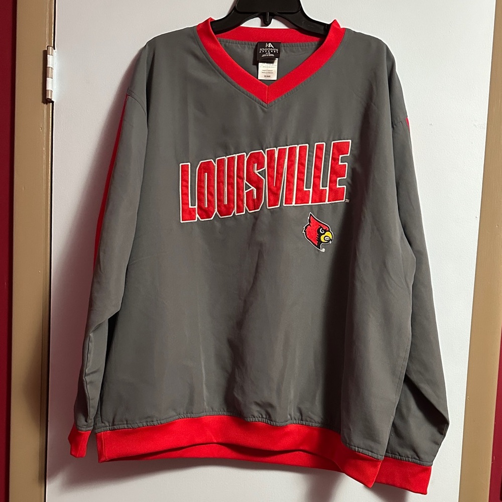 Louisville Cardinals Gray and Red Pullover
